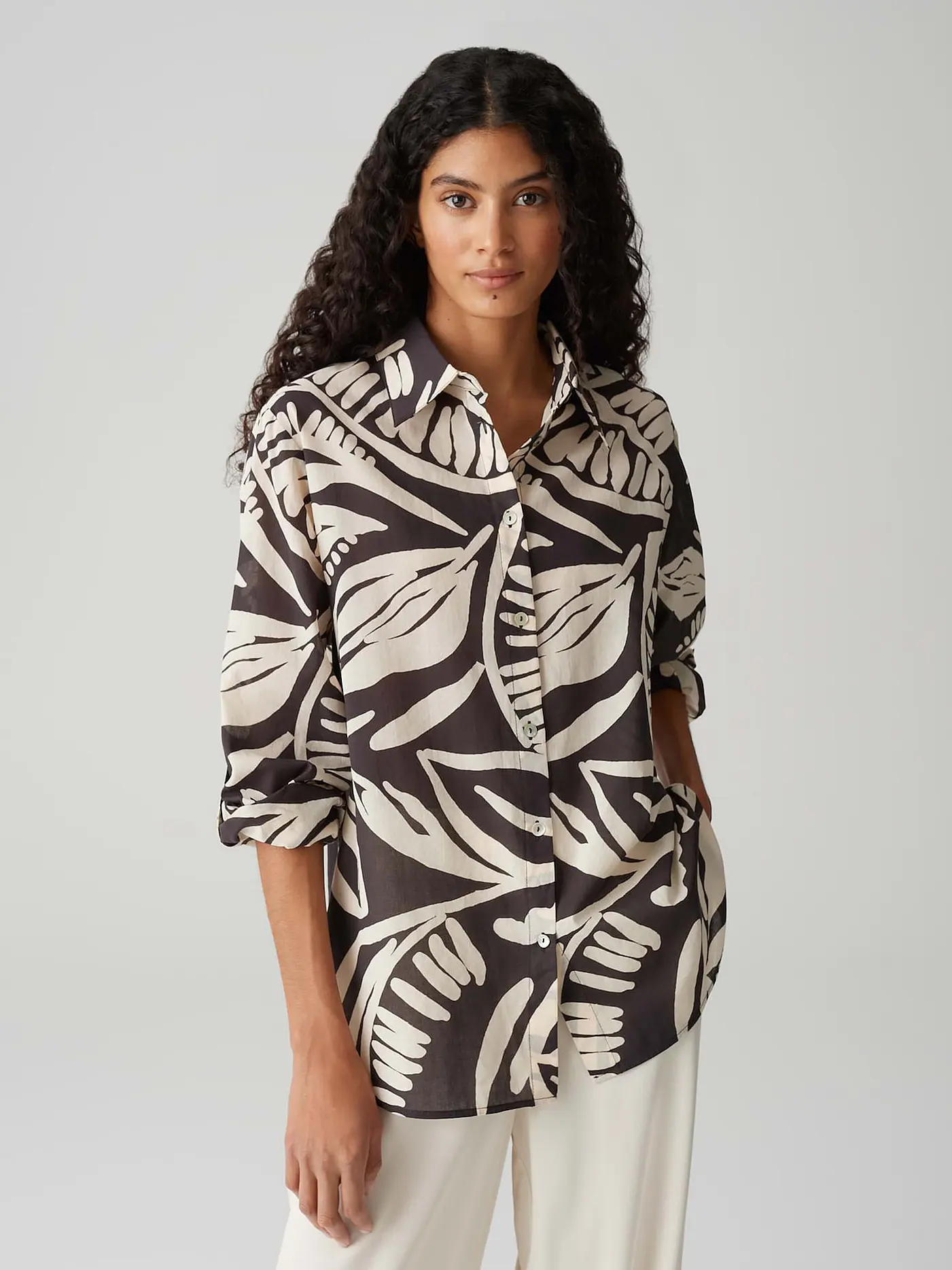 OPUS | Blusenshirt FUMINE TROPICAL | braun